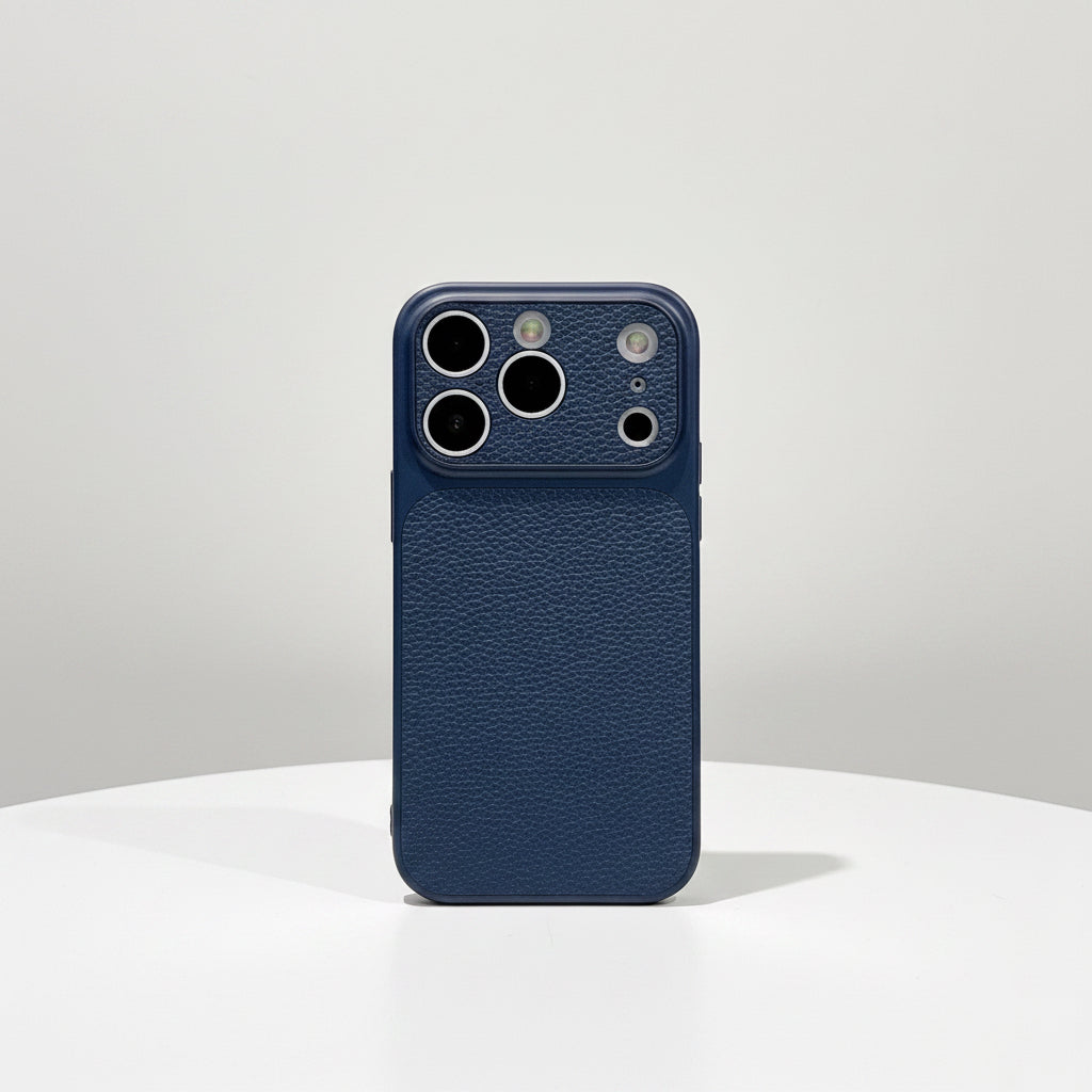 Simple Solid Color Leather Texture Phone Case for iPhone