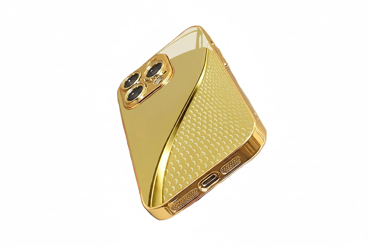 Electroplated Gold Tempered Glass Phone Case for iPhone