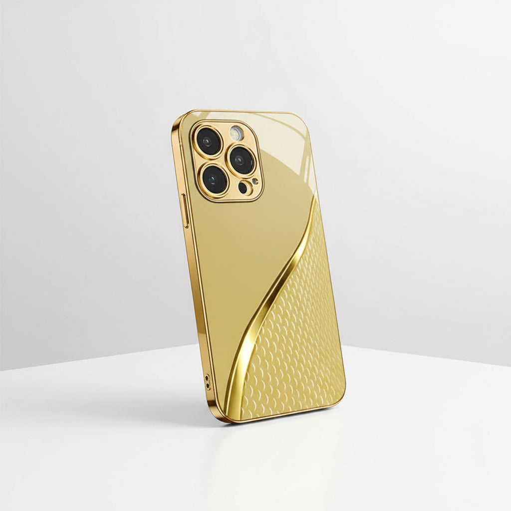 Electroplated Gold Tempered Glass Phone Case for iPhone