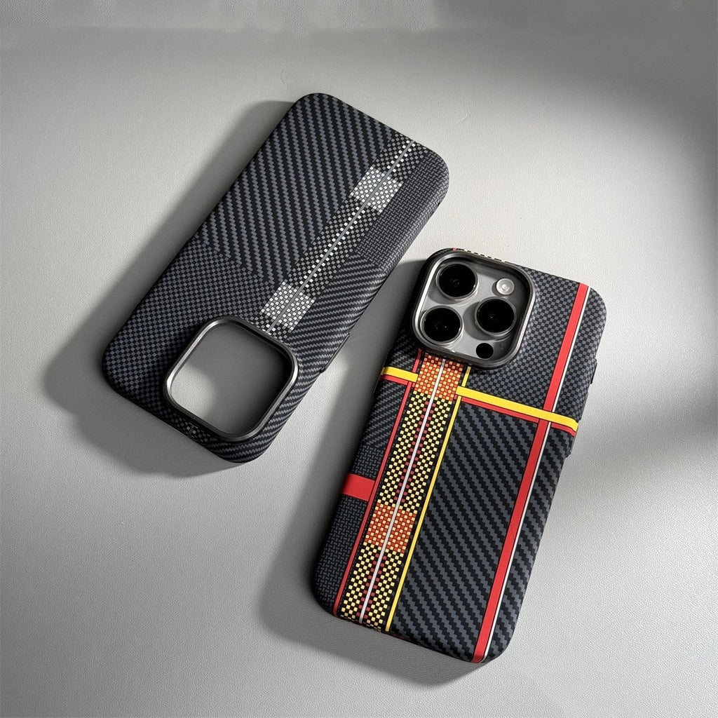 Track-Style Kevlar Carbon Fiber Magnetic Phone Case