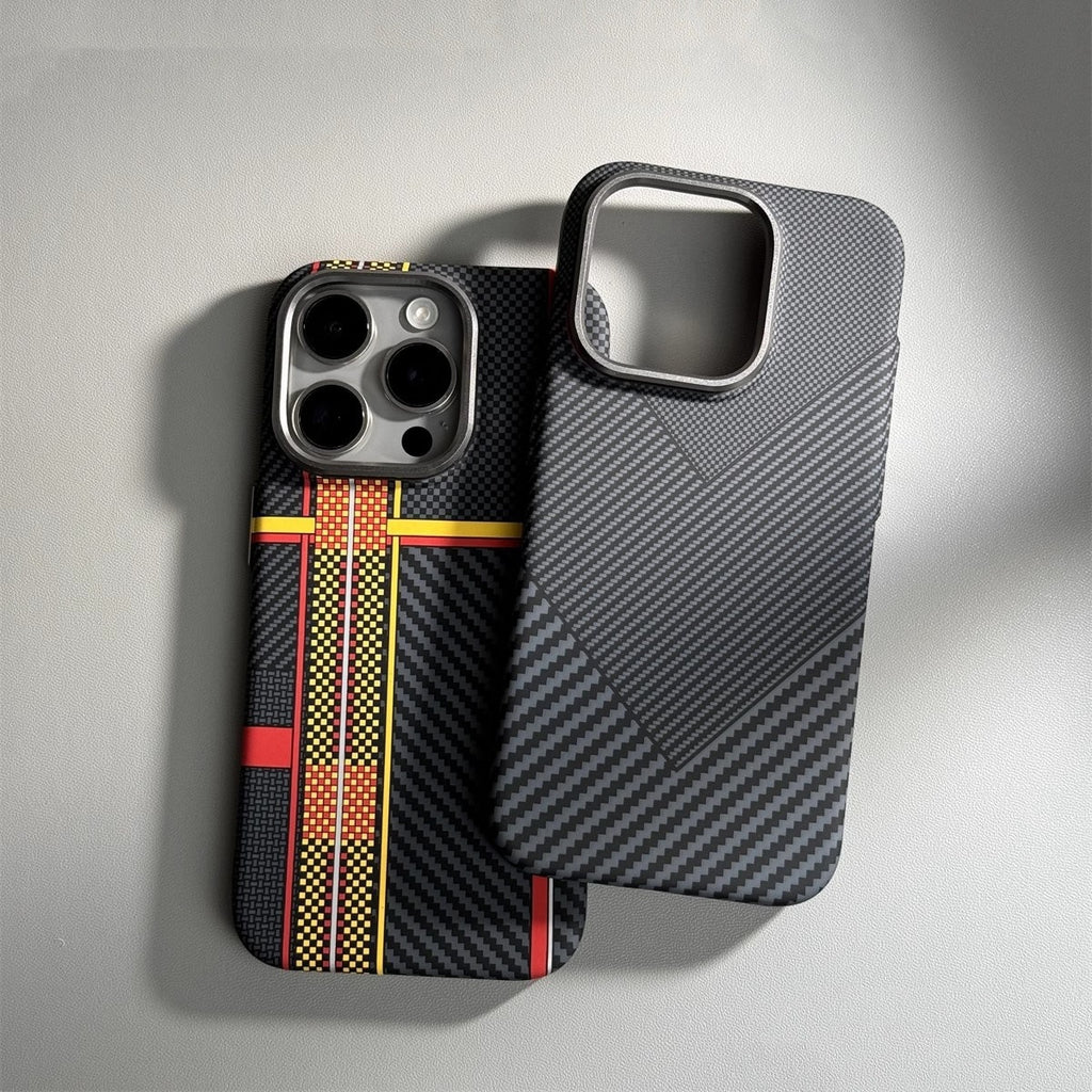 Track-Style Kevlar Carbon Fiber Magnetic Phone Case