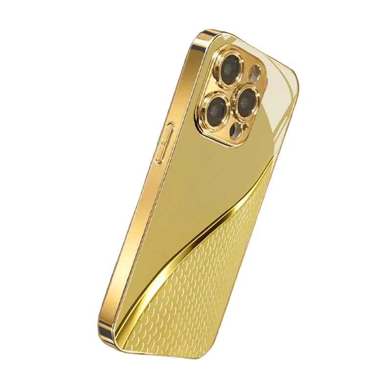 Electroplated Gold Tempered Glass Phone Case for iPhone